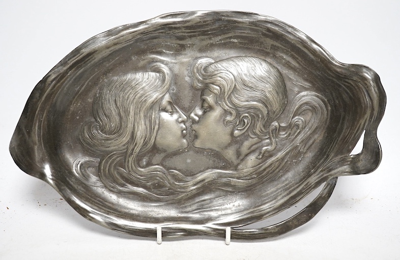 A WMF pewter figural dish, 28cm. Condition - fair to good